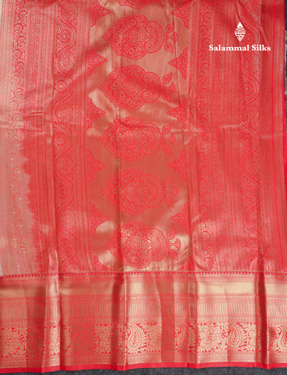 Beautiful Half White Semi Silk Saree With Contrast Chilly Red Traditional Evening Morning Border