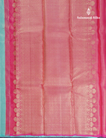 Beautiful Peach Fancy Vairaoosi Menakari Work Pure Kanjivaram Silk Saree with Contrast Pink Blouse