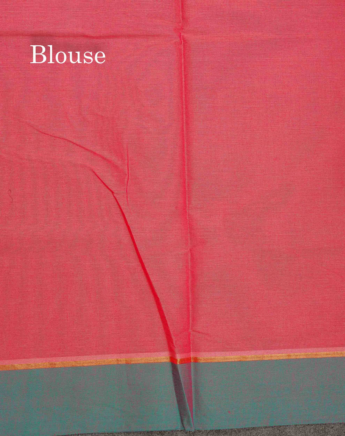 Pure Cotton Saree - Peach Colour Body Thread Butta With Contrast Sapphire Green Border