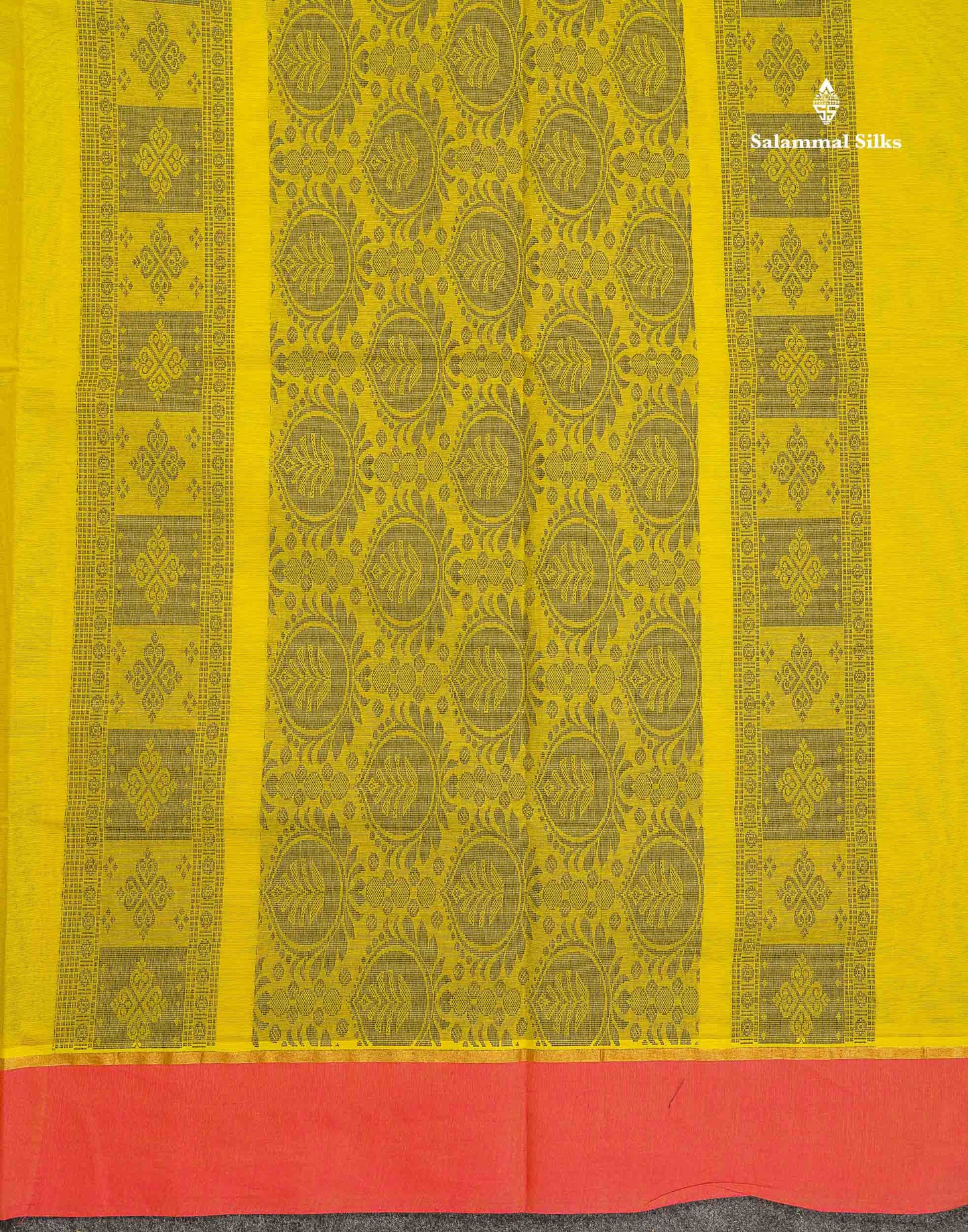 Pure Cotton Saree - Green Colour Body Thread Butta With Contrast Pink Border
