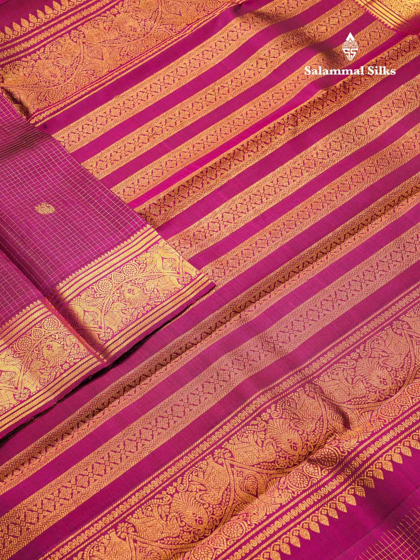 Beautiful Bottle Green Small Zari Checks With Butta Pure Kanjivaram Silk Saree With Traditional Evening Morning Border