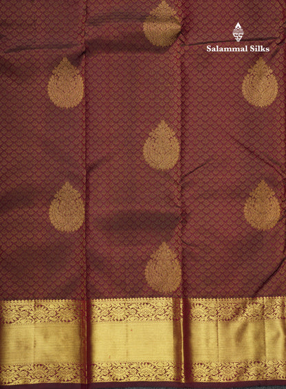 Kanjivaram Brown Pure Silk Jacquard Saree With  Brown Blouse