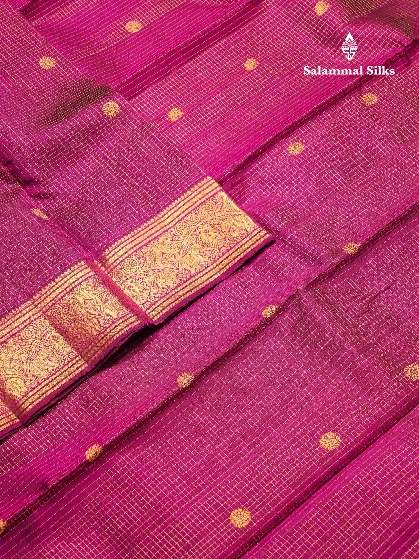 Beautiful Bottle Green Small Zari Checks With Butta Pure Kanjivaram Silk Saree With Traditional Evening Morning Border