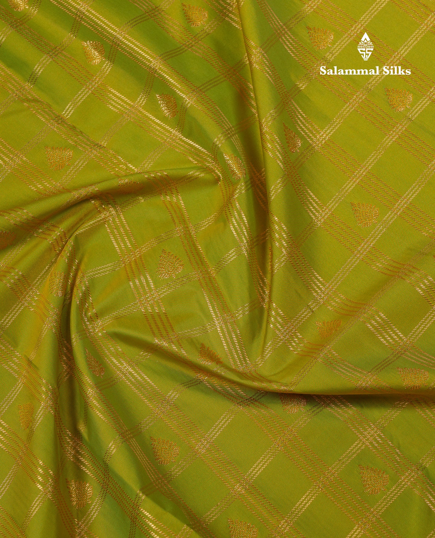 Beautiful Dual Tone Green Checks With Butta Semi Silk Saree With Contrast Lavender Traditional Evening Morning Border