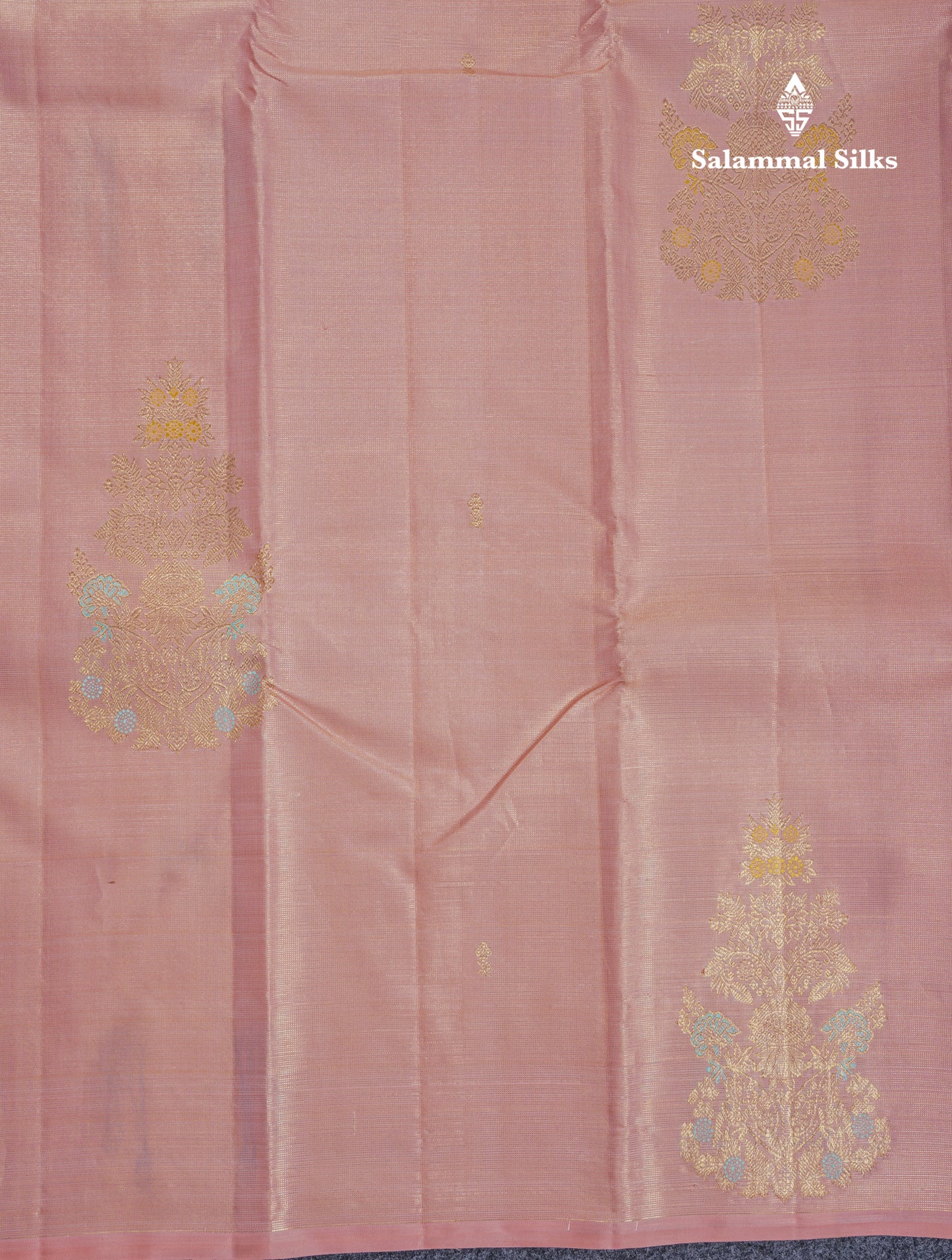 Beautiful Peach Fancy Vairaoosi Menakari Work Pure Kanjivaram Silk Saree with Contrast Pink Blouse