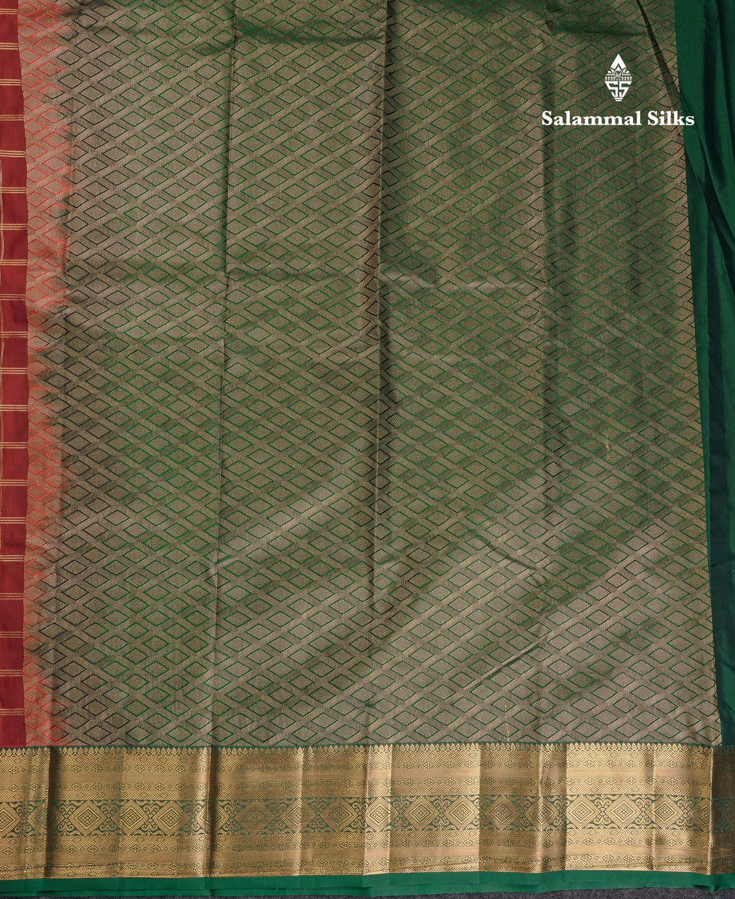 Beautiful Dual Tone Green Checks With Butta Semi Silk Saree With Contrast Lavender Traditional Evening Morning Border