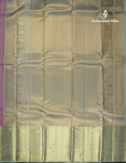 Light Pink Bridal Pure Kanjivaram Silk Saree With Contrast Grey Border