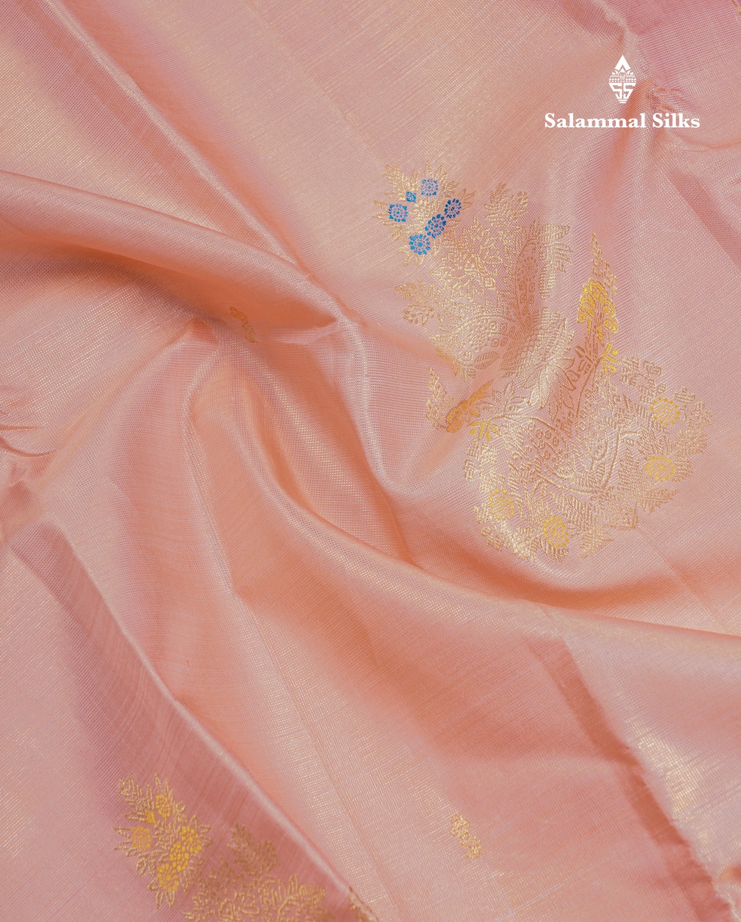 Beautiful Peach Fancy Vairaoosi Menakari Work Pure Kanjivaram Silk Saree with Contrast Pink Blouse