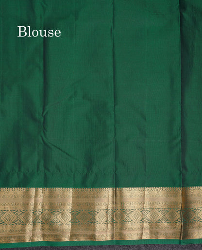 Beautiful Dual Tone Green Checks With Butta Semi Silk Saree With Contrast Lavender Traditional Evening Morning Border