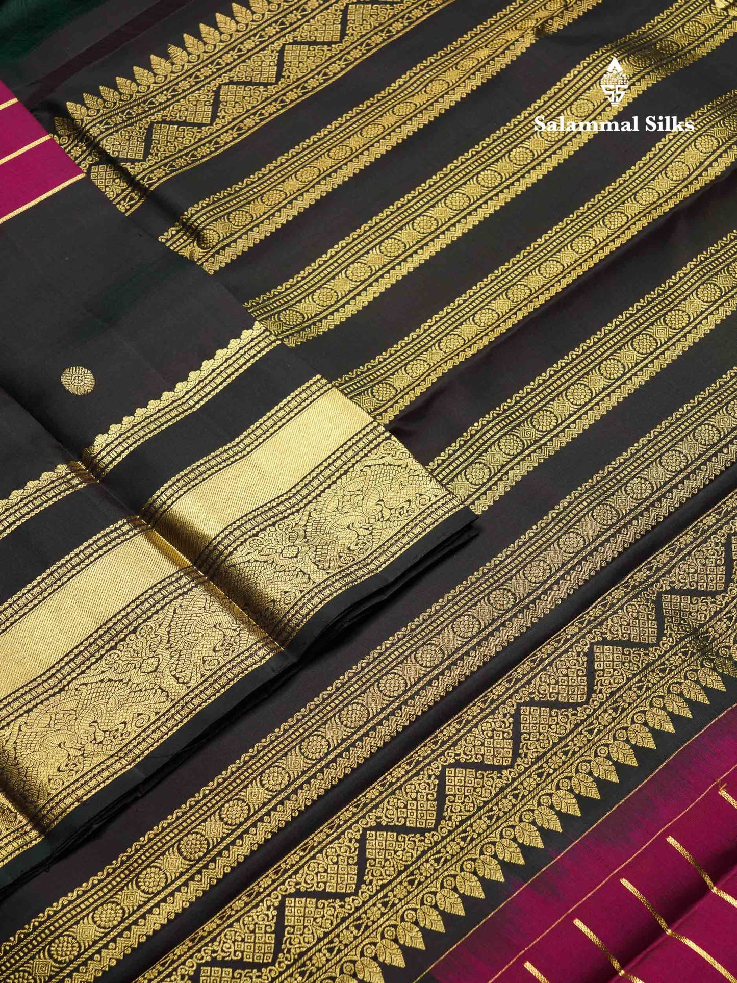 Beautiful Dual Tone Rust Orange Pure Kanjivaram Silk Saree With Contrast Dark Bottle Green Traditional Long Double Border