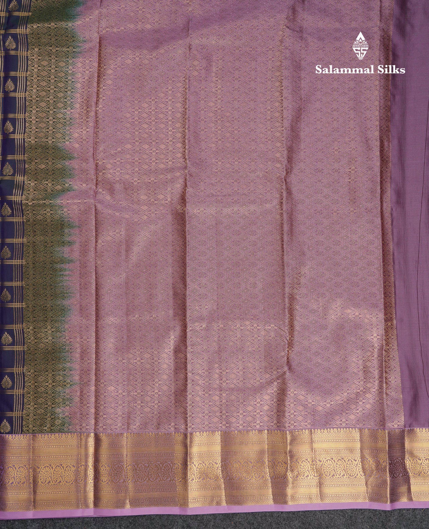 Beautiful Dual Tone Green Checks With Butta Semi Silk Saree With Contrast Lavender Traditional Evening Morning Border
