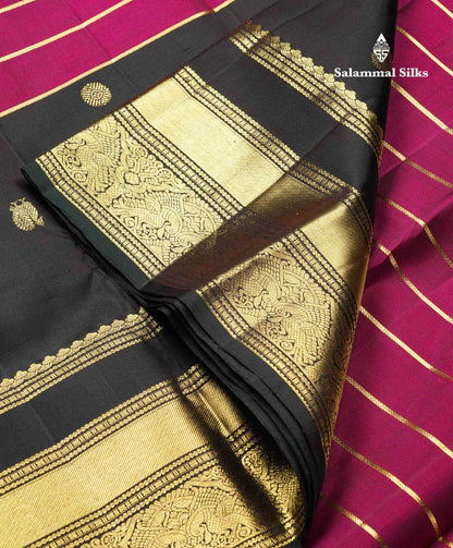 Beautiful Dual Tone Rust Orange Pure Kanjivaram Silk Saree With Contrast Dark Bottle Green Traditional Long Double Border