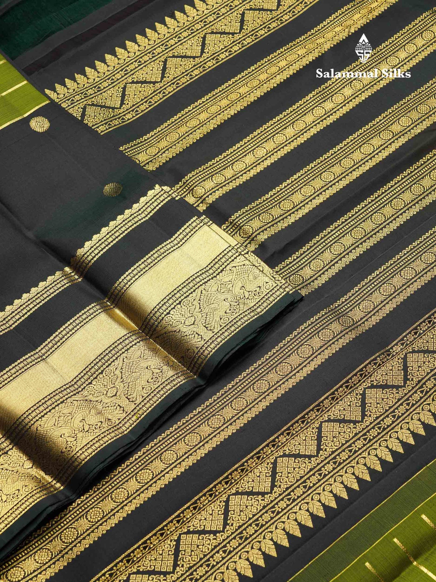 Beautiful Dual Tone Rust Orange Pure Kanjivaram Silk Saree With Contrast Dark Bottle Green Traditional Long Double Border