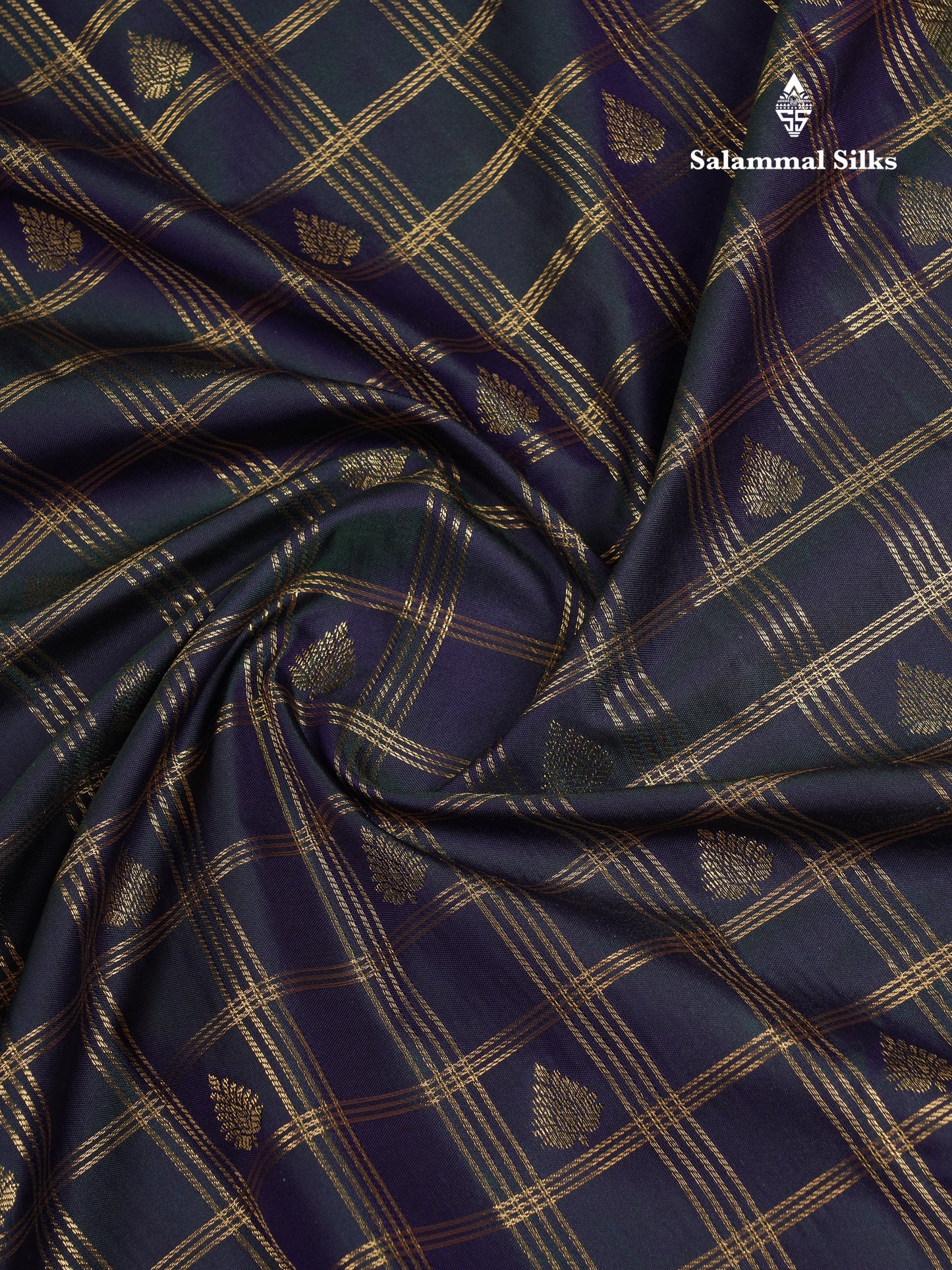 Beautiful Dual Tone Green Checks With Butta Semi Silk Saree With Contrast Lavender Traditional Evening Morning Border