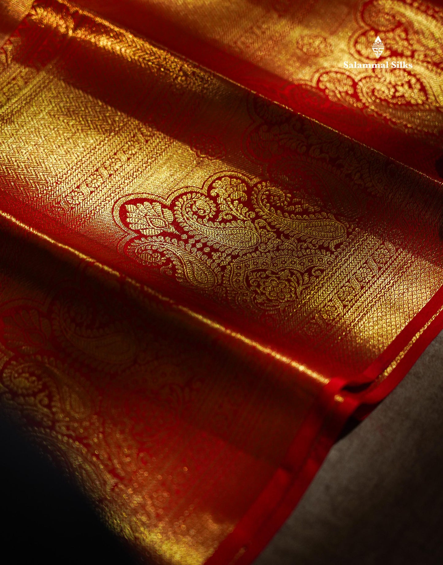 Beautiful Tomato Red Tissue Bridal Pure Kanjivaram Silk Saree With Contrast Chilly Red Traditional Evening Morning Border