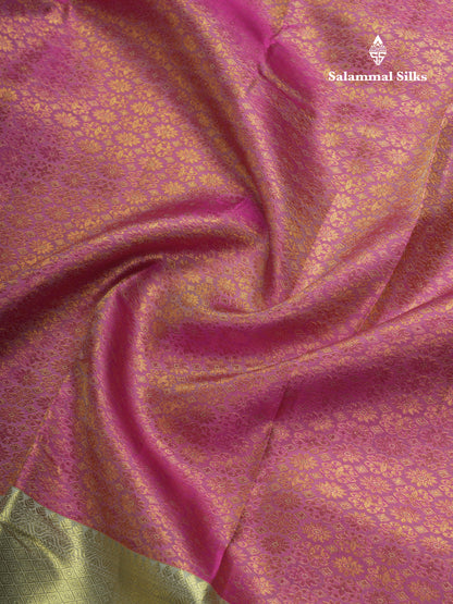Light Pink Bridal Pure Kanjivaram Silk Saree With Contrast Grey Border