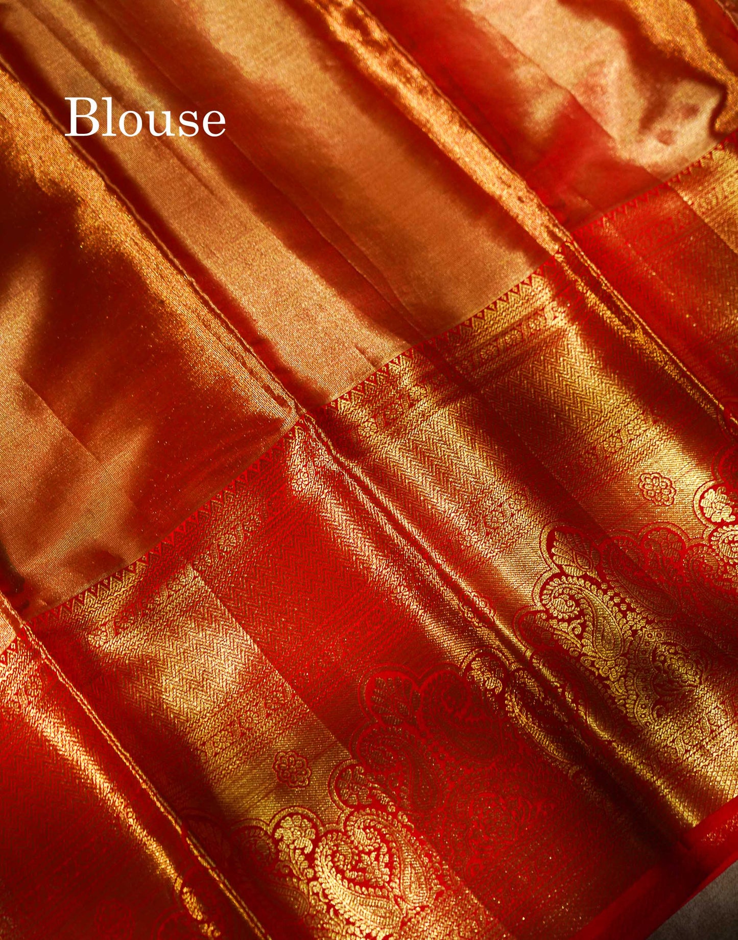 Beautiful Tomato Red Tissue Bridal Pure Kanjivaram Silk Saree With Contrast Chilly Red Traditional Evening Morning Border