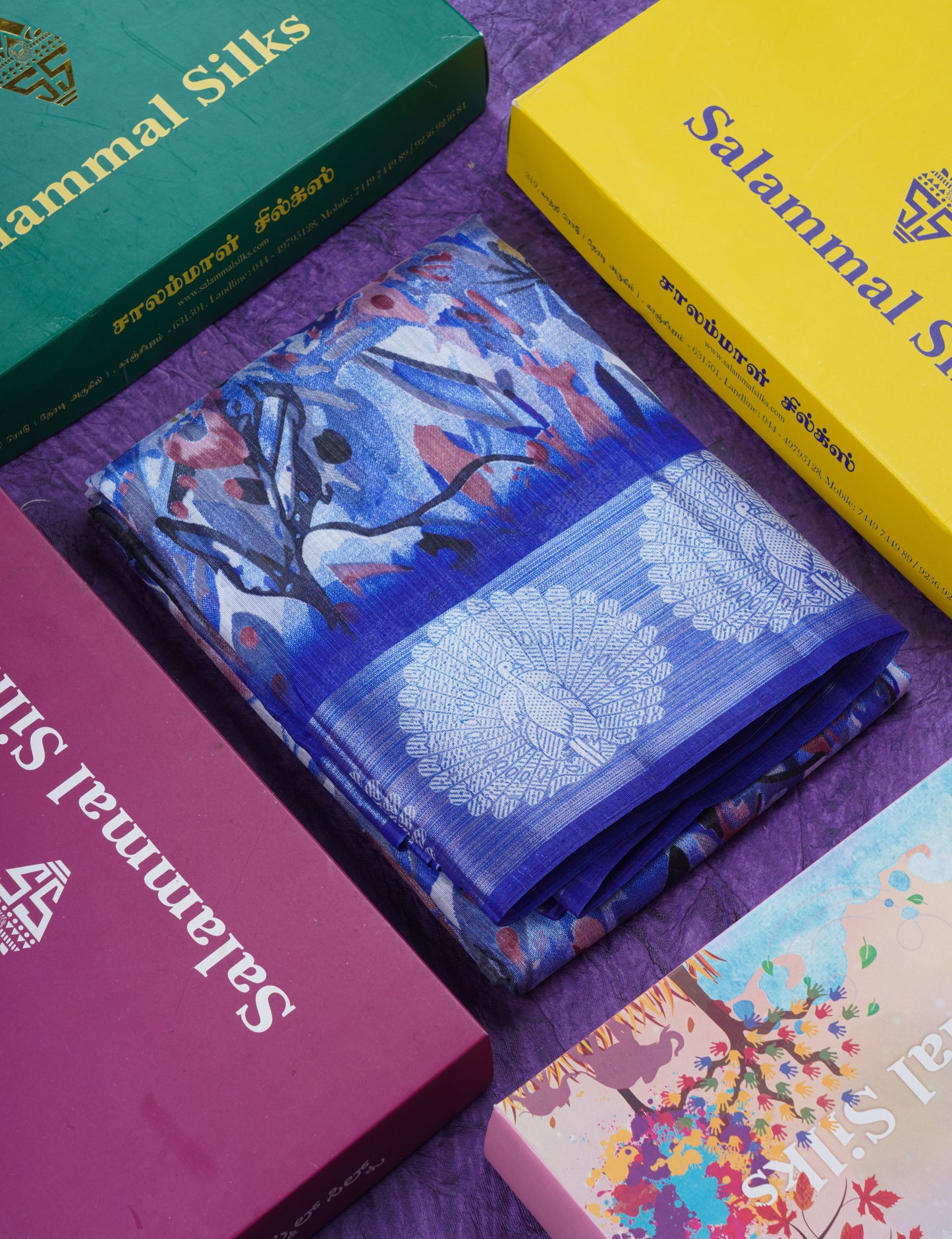 Beautiful Multicolour Mixed Cotton Saree With Contrast Orange Tissue Border