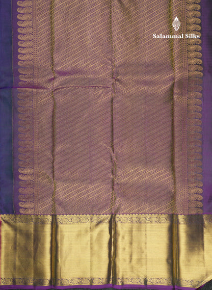 Kanjivaram Violet Pure Silk Jacquard Saree With  Pink Blouse
