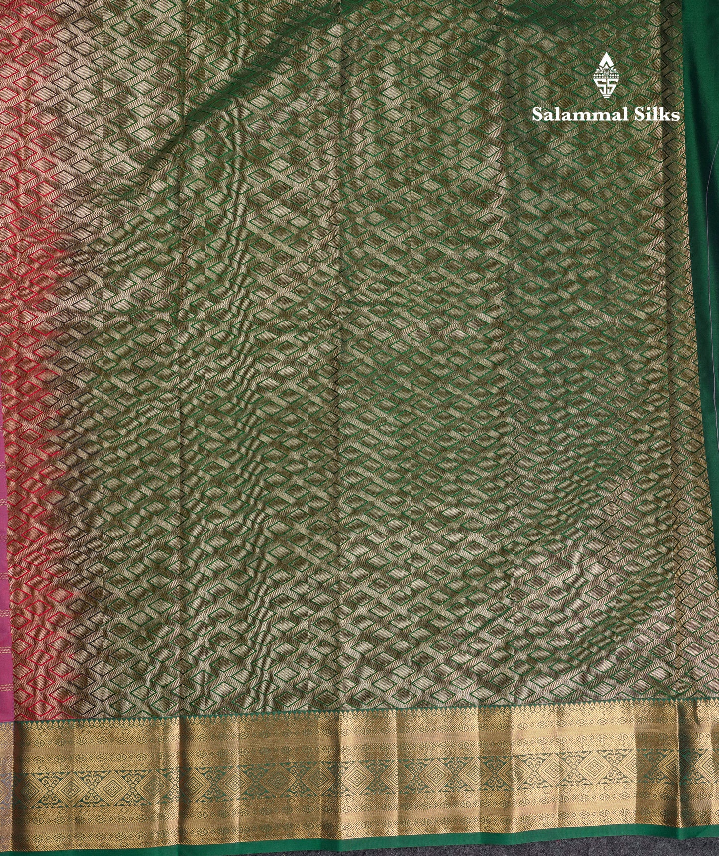 Beautiful Dual Tone Green Checks With Butta Semi Silk Saree With Contrast Lavender Traditional Evening Morning Border