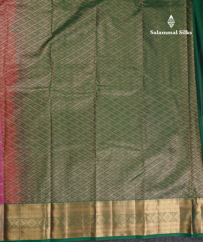 Beautiful Dual Tone Green Checks With Butta Semi Silk Saree With Contrast Lavender Traditional Evening Morning Border