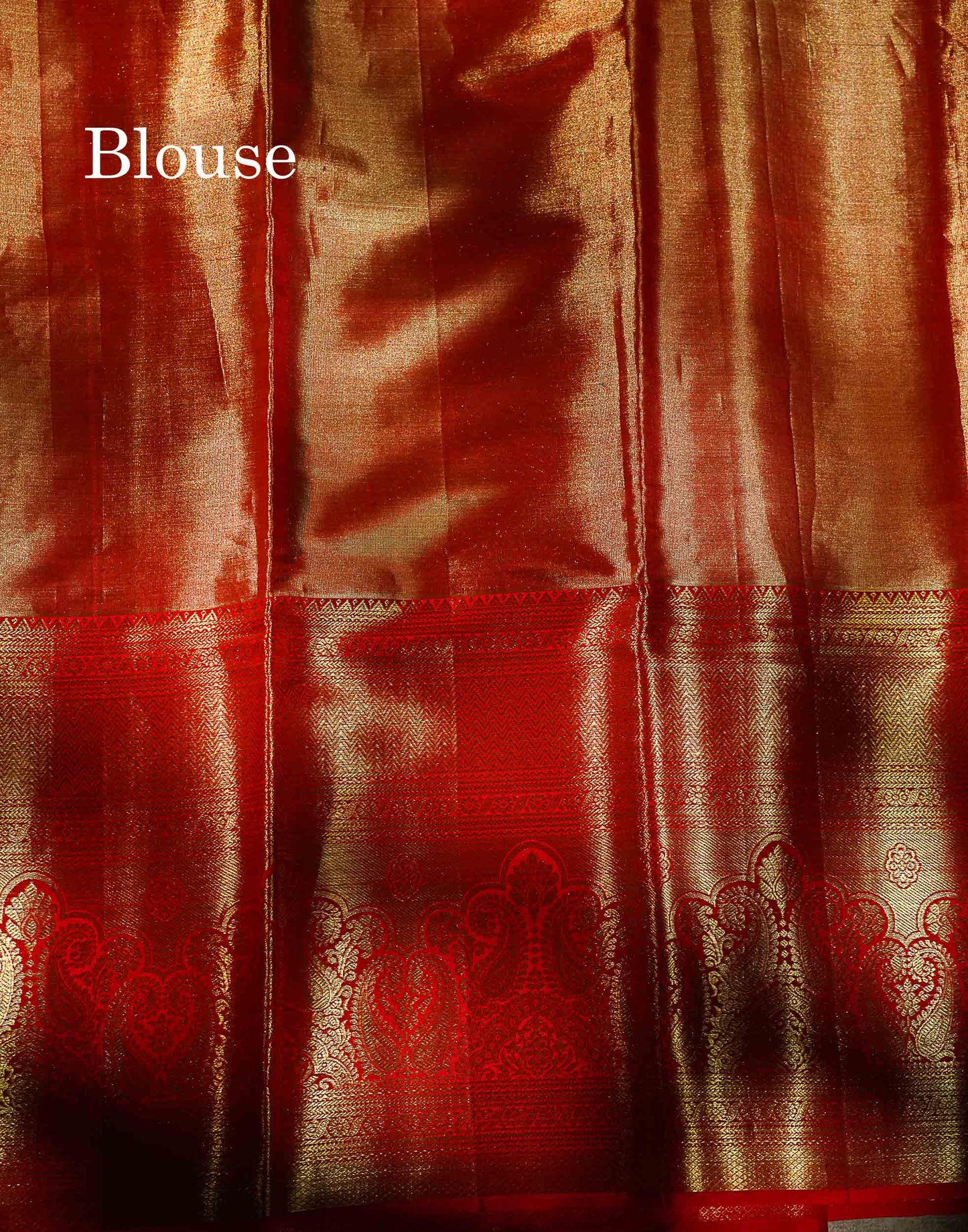 Beautiful Tomato Red Tissue Bridal Pure Kanjivaram Silk Saree With Contrast Chilly Red Traditional Evening Morning Border