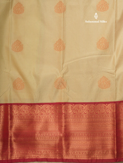 Half White Semi Silk Saree With Contrast Long Maroon Border