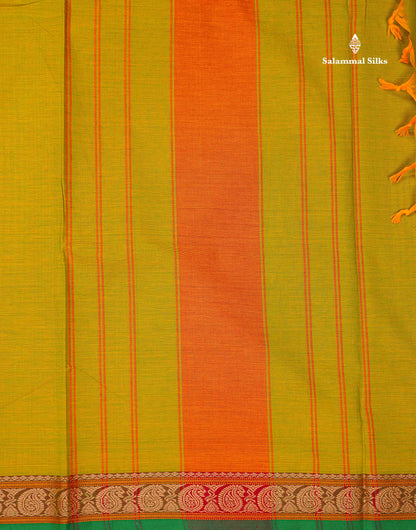 Beautiful Light Grey Plain Pure Cotton Saree With Contrast Mustard Yellow Thread Work Traditional Small Border