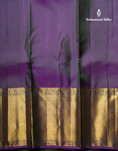 Kanjivaram Violet Pure Silk Jacquard Saree With  Pink Blouse