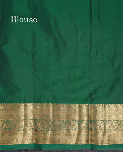 Beautiful Dual Tone Green Checks With Butta Semi Silk Saree With Contrast Lavender Traditional Evening Morning Border