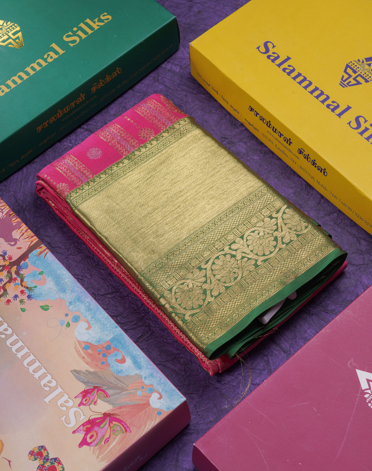 Beautiful Pink Puremix Silk Saree With Contrast Bottle Green Traditional Evening Morning Border