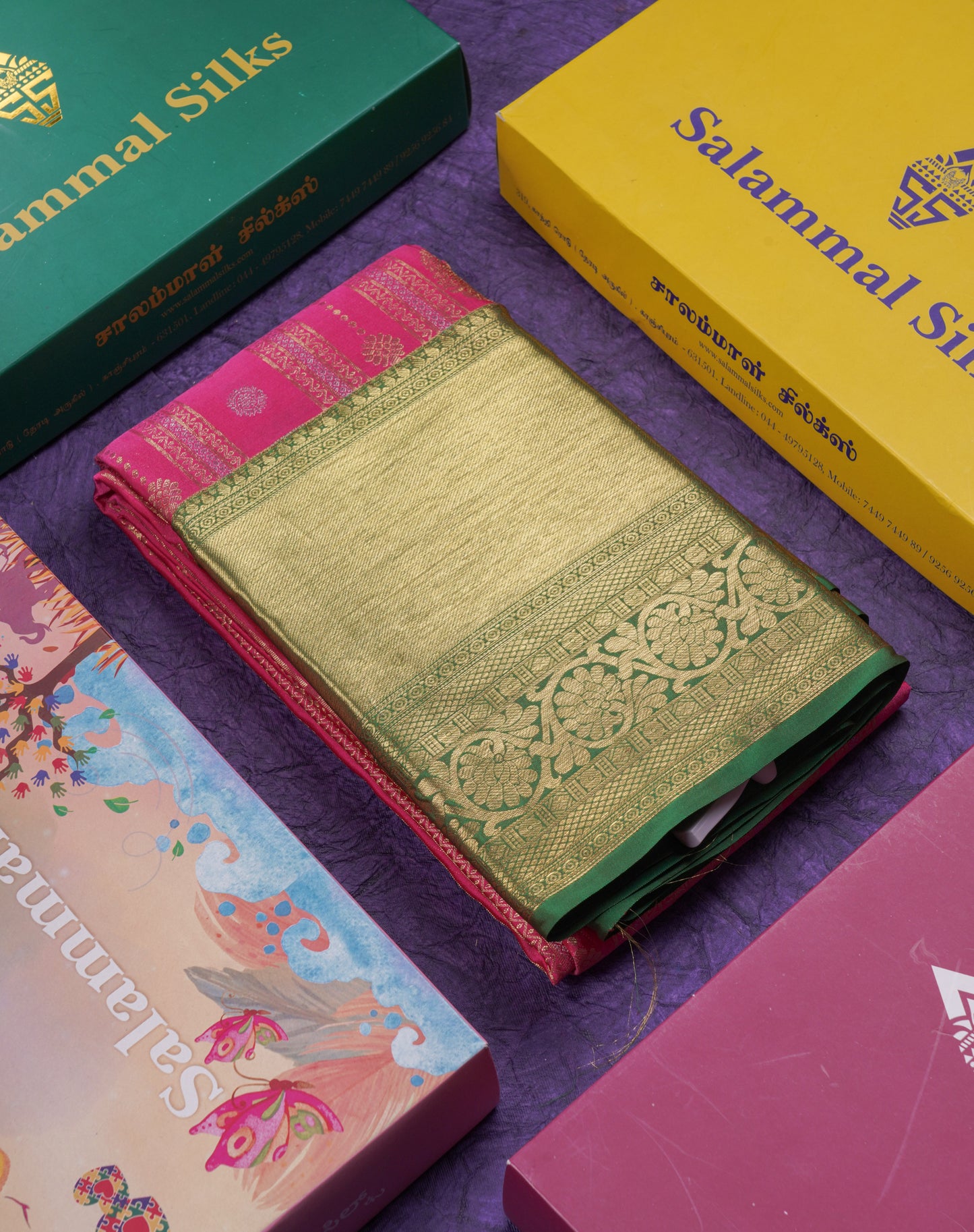 Beautiful Pink Puremix Silk Saree With Contrast Bottle Green Traditional Evening Morning Border