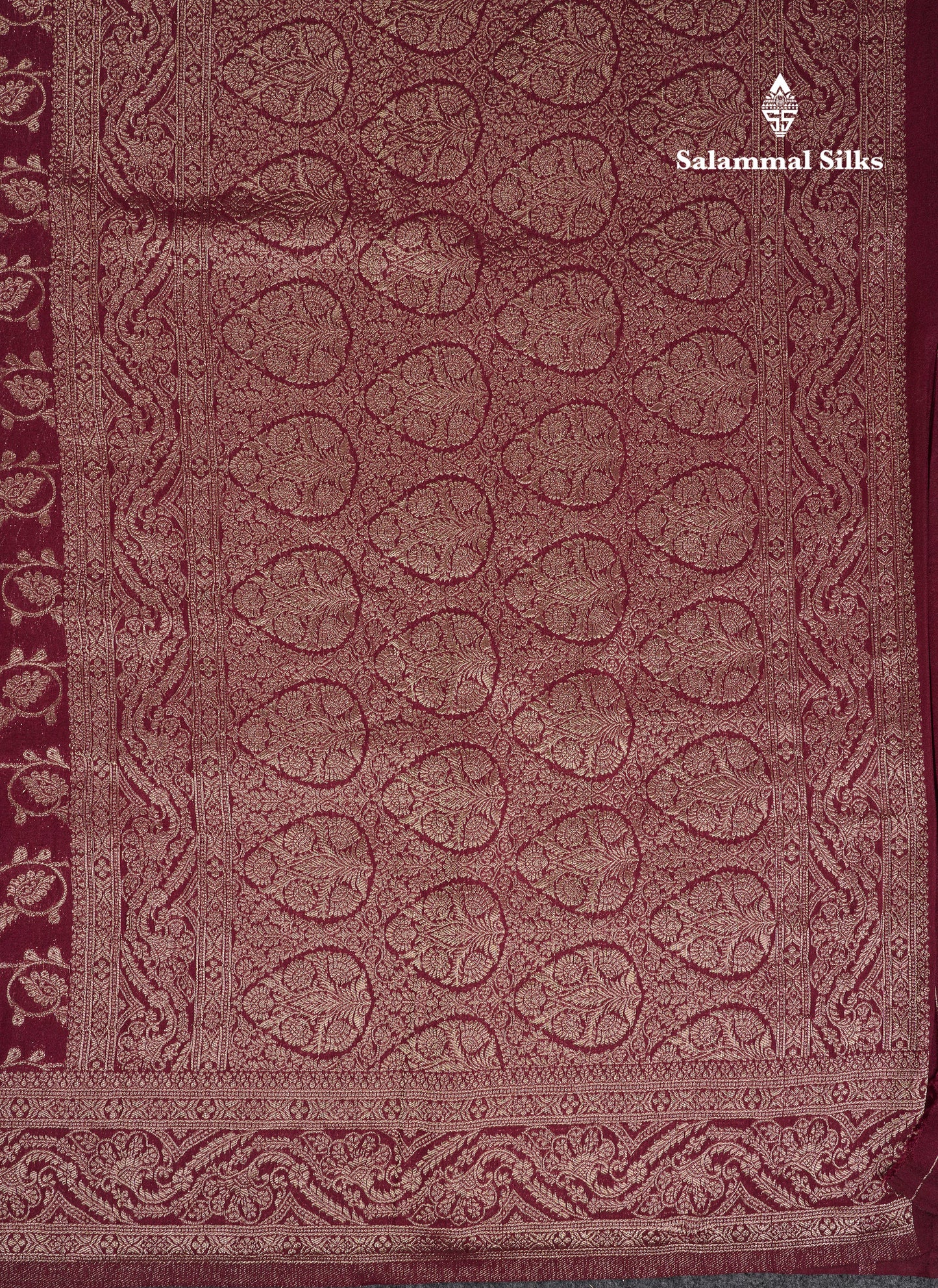 Beautiful Maroon Semi Georgette Saree With Fancy Border
