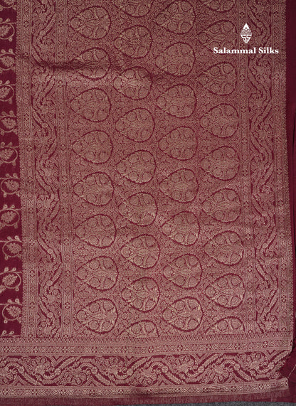 Beautiful Maroon Semi Georgette Saree With Fancy Border