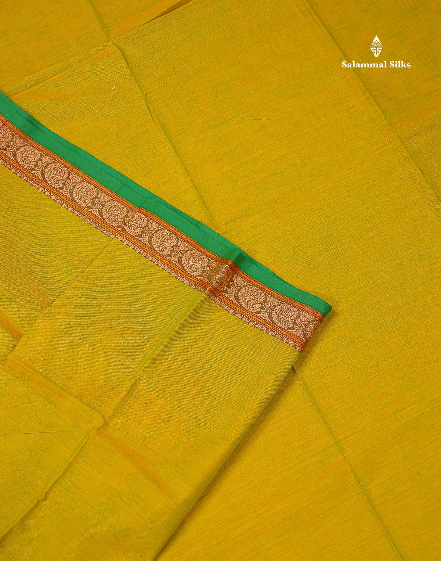 Beautiful Light Grey Plain Pure Cotton Saree With Contrast Mustard Yellow Thread Work Traditional Small Border