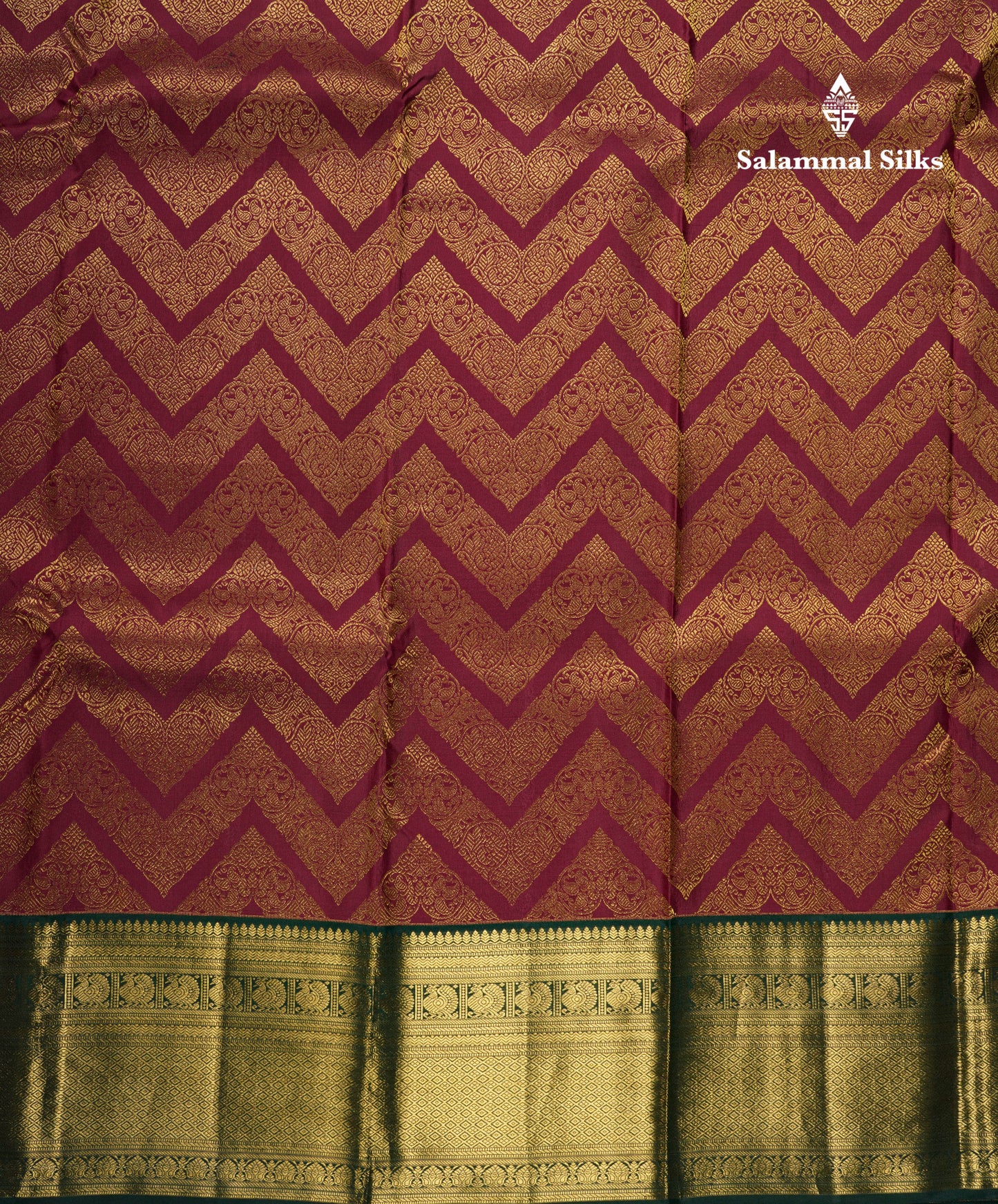 Kanjivaram Maroon Wedding Silk Saree With Bottle Green Border