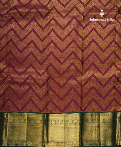 Kanjivaram Maroon Wedding Silk Saree With Bottle Green Border