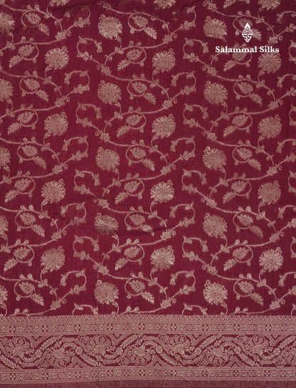 Beautiful Maroon Semi Georgette Saree With Fancy Border