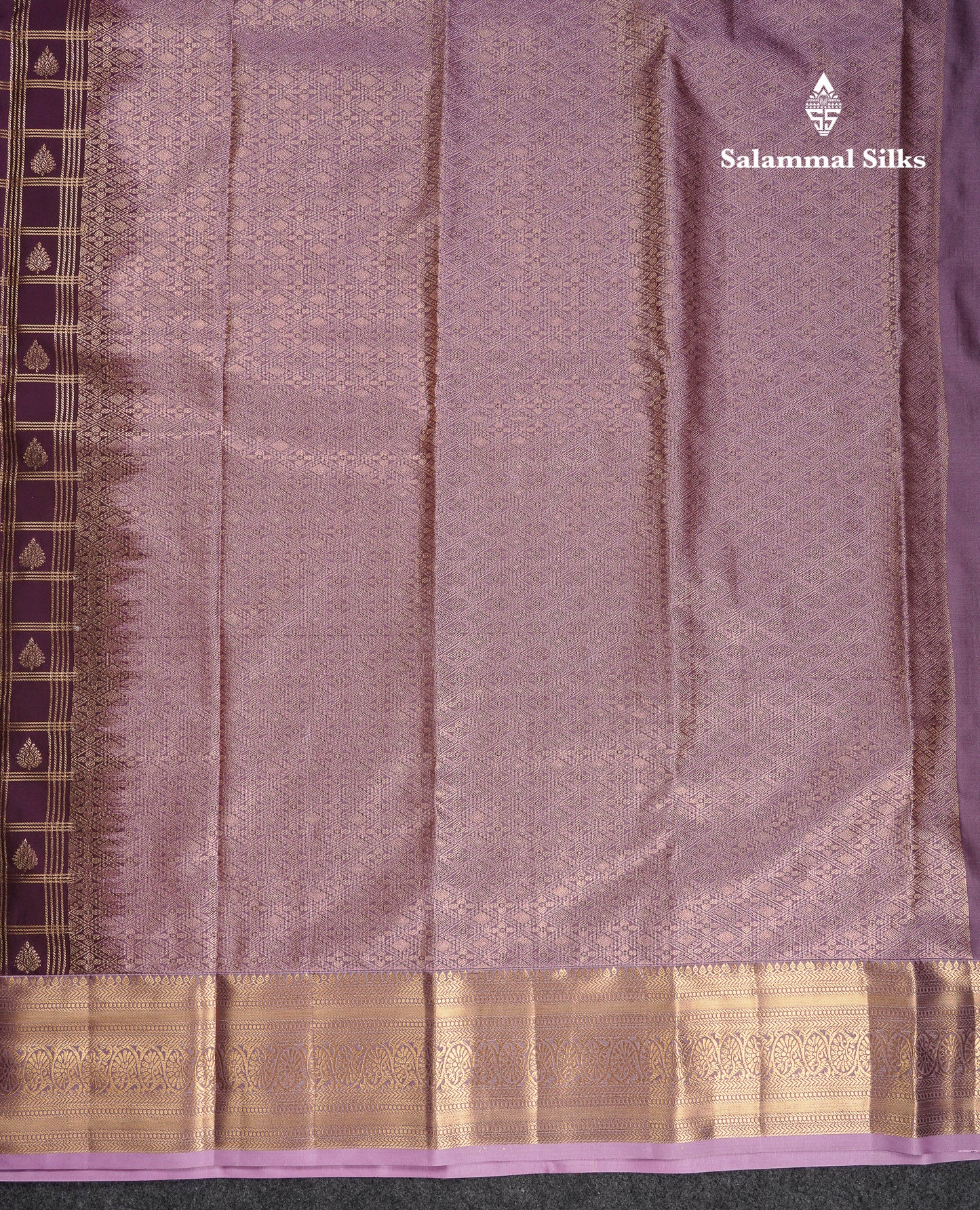 Beautiful Dark Purple Checks With Butta Semi Silk Saree With Contrast Light Violet Traditional Evening Morning Border