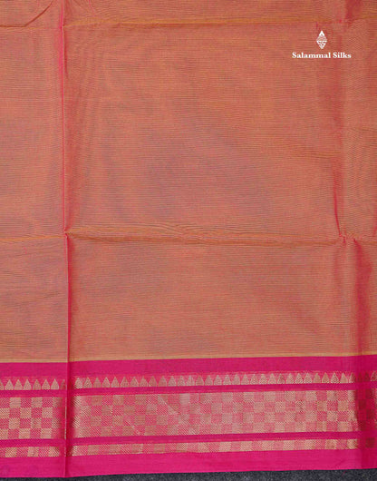 Beautiful Dual Tone Pink Plain Pure Cotton Saree With Contrast Pink Traditional Border
