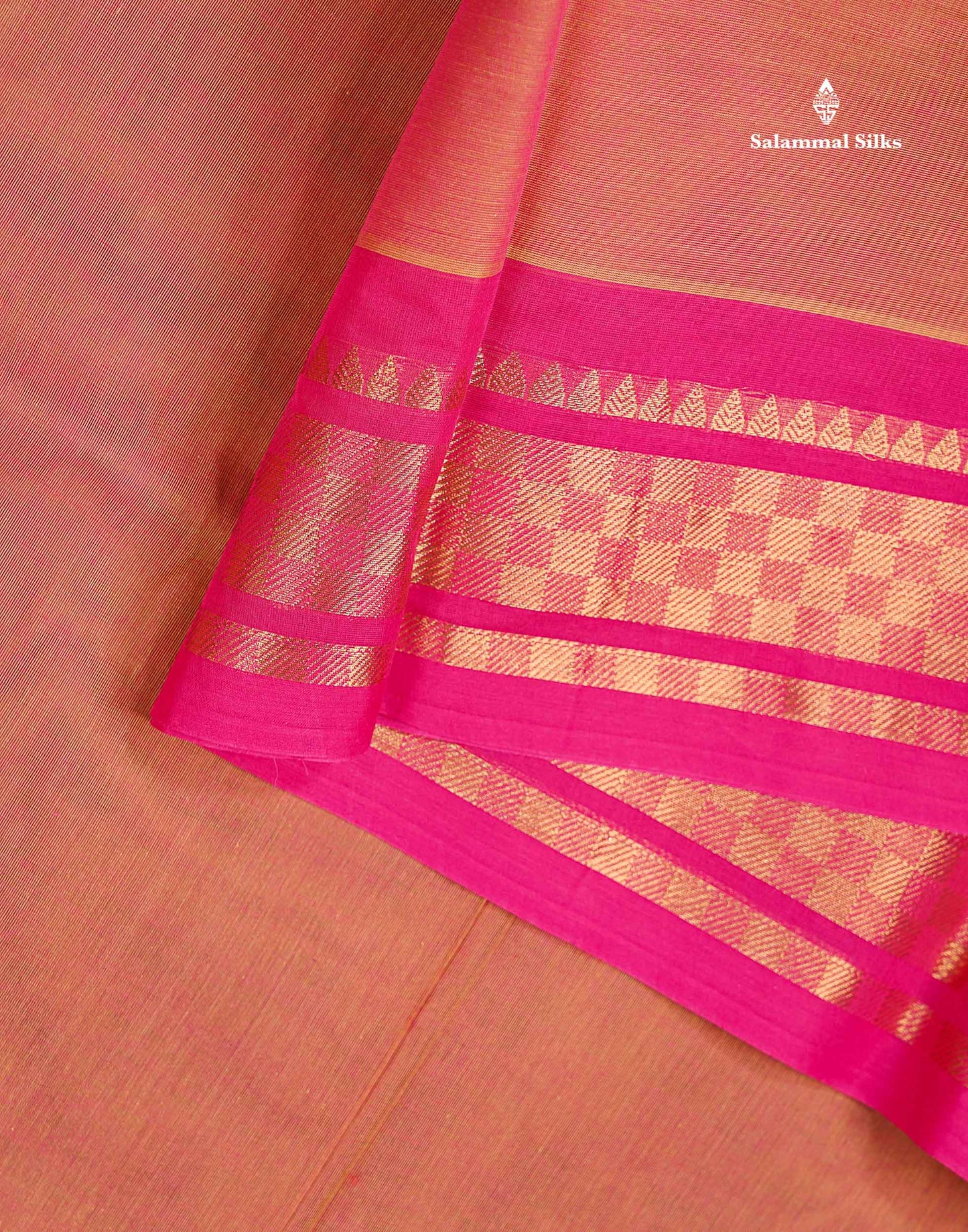 Beautiful Dual Tone Pink Plain Pure Cotton Saree With Contrast Pink Traditional Border