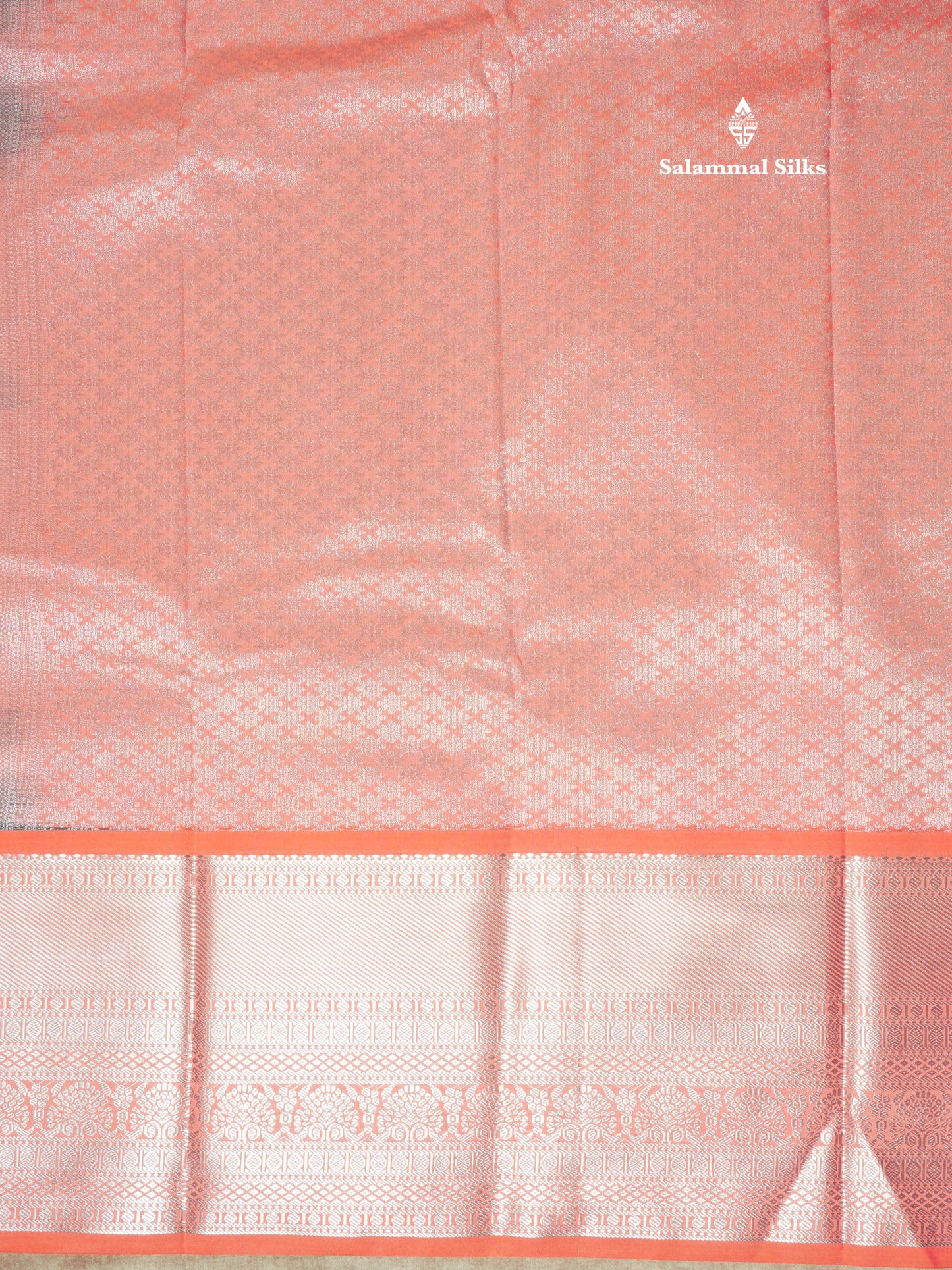 Bottle Green Silver Zari Buttas Semi Silk Saree With Contrast Peach Border