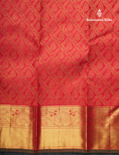 Tomato Red Color Pure Kanjivaram Silk Saree with Contrast Blouse