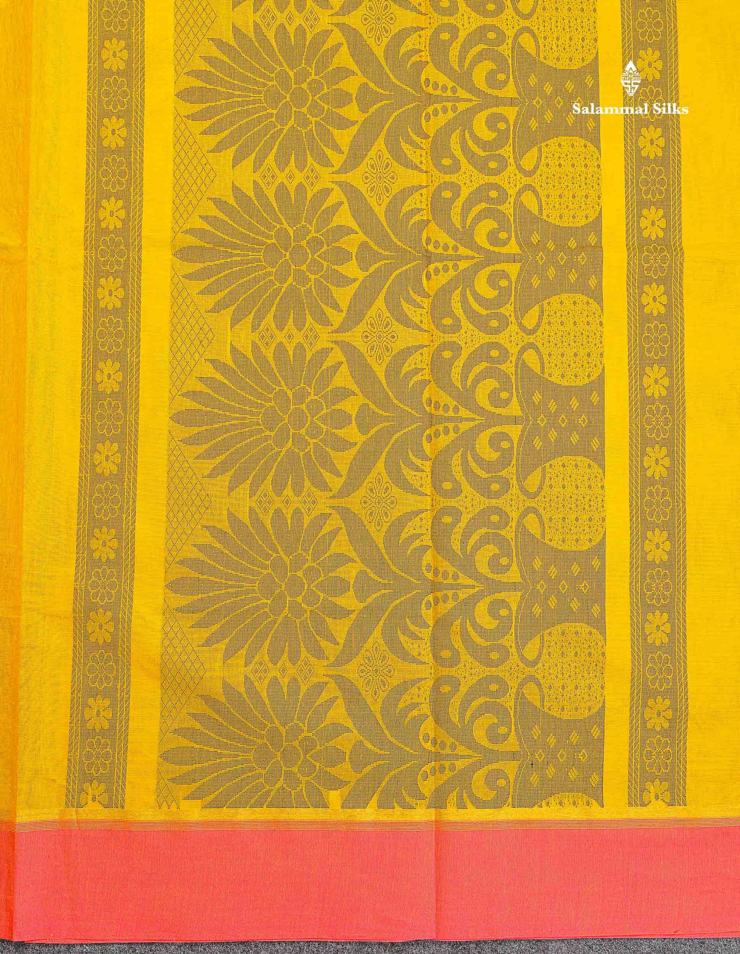 Pure Cotton Saree - Dual Tone Lemon Yellow Colour Body Thread Butta With Contrast Pink Border