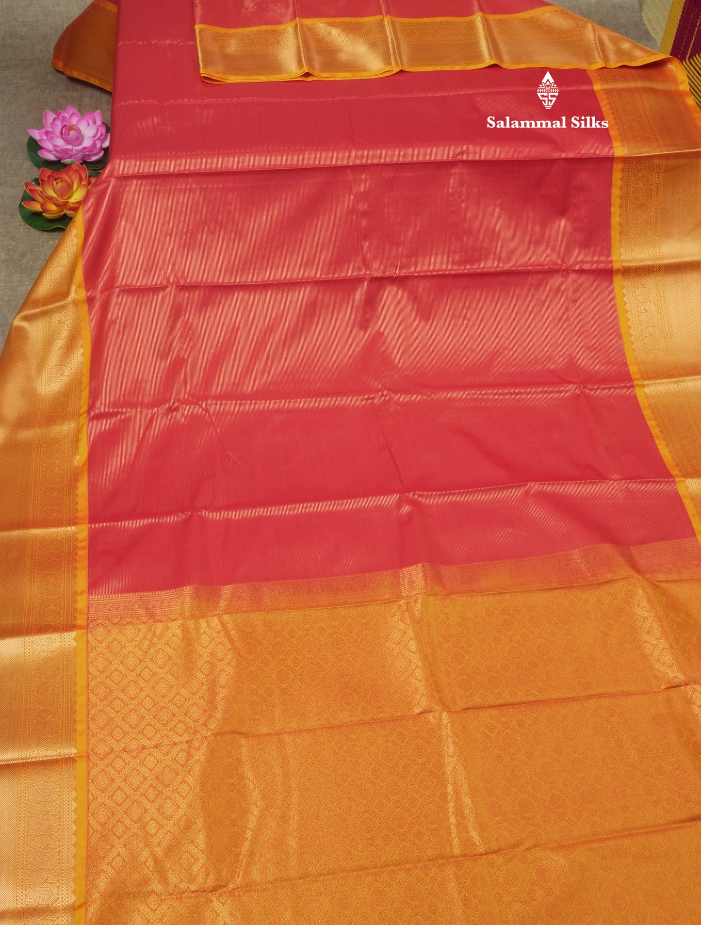 Beautiful Red Vairaoosi Semi Silk Saree With Contrast Orange Border