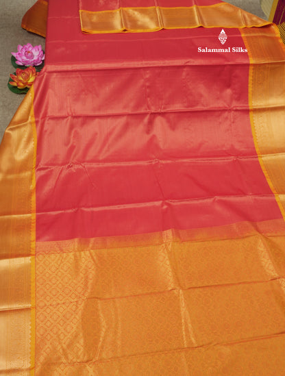 Beautiful Red Vairaoosi Semi Silk Saree With Contrast Orange Border