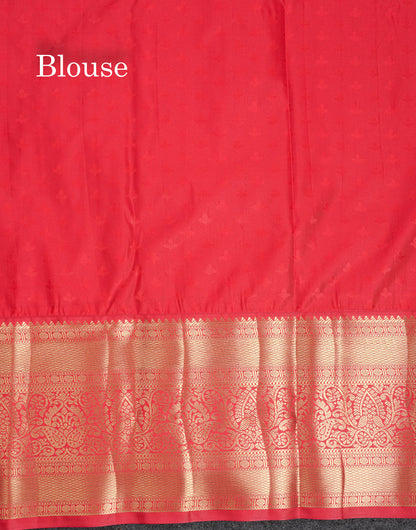 Beautiful Light Violet Checks With Butta Semi Silk Saree With Contrast Chilly Red Traditional Evening Morning Border