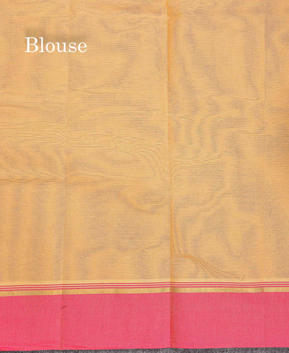 Pure Cotton Saree - Sandal Colour Body Thread Butta With Contrast Pink Border