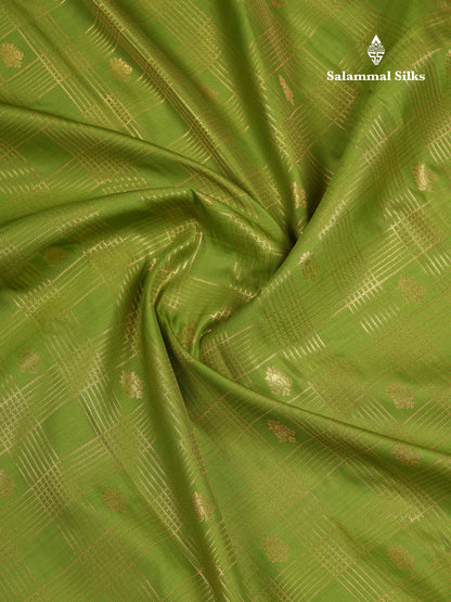 Beautiful Light Violet Checks With Butta Semi Silk Saree With Contrast Chilly Red Traditional Evening Morning Border
