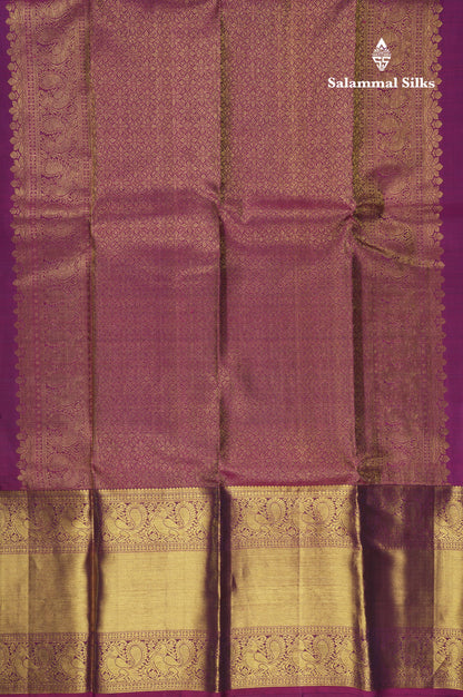 Kanjivaram Bottle Green Checks Silk Saree With Magenta Border